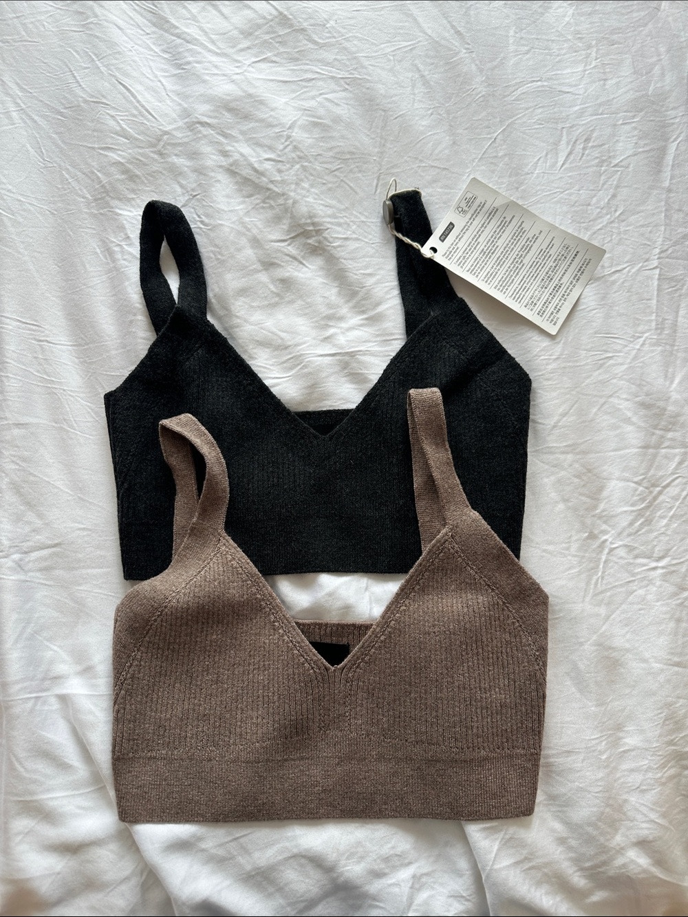 Le ORE Women's Set of 2 Knit Bralettes- Taupe